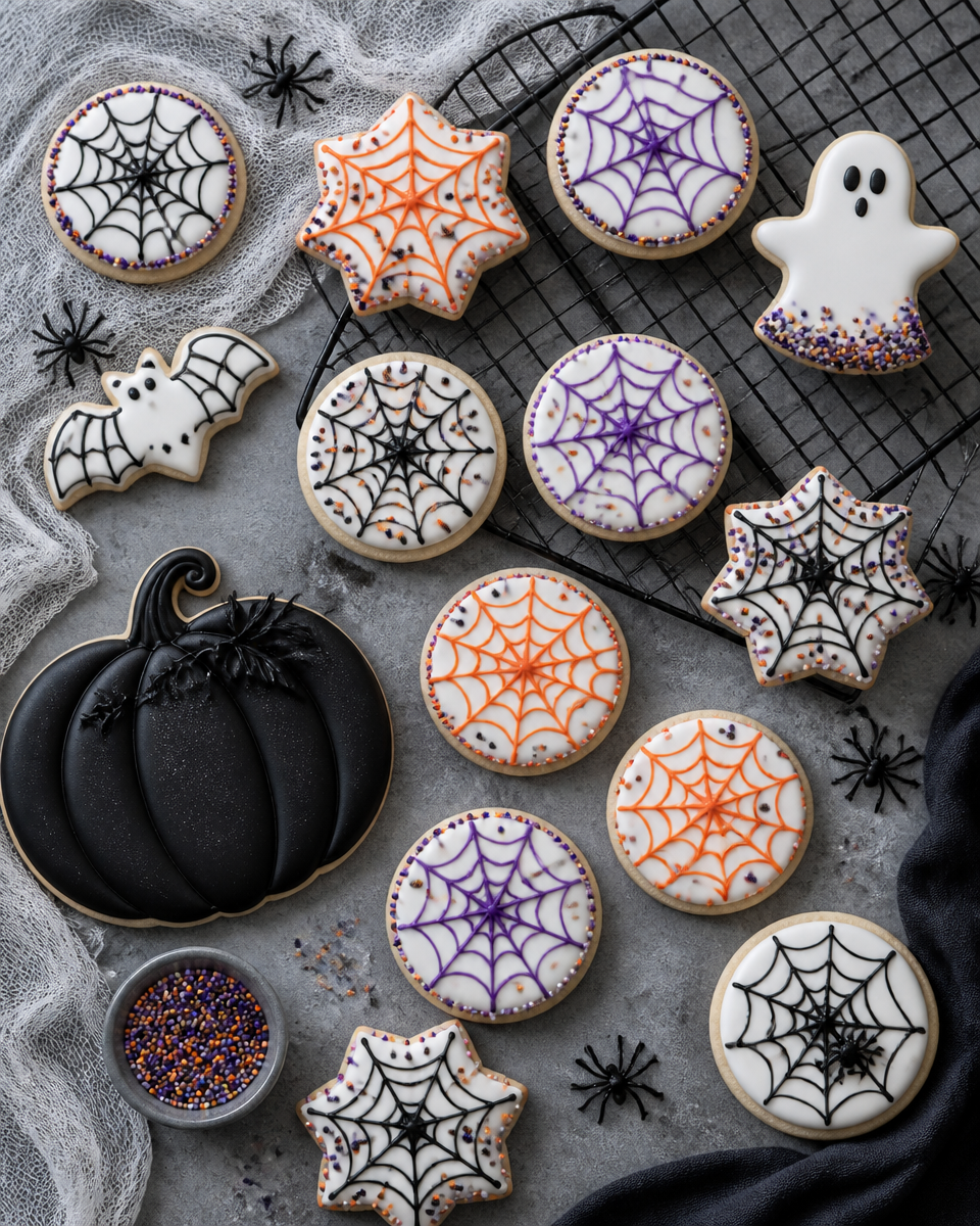 Easy Halloween Spider Web Cookies — Royal Icing