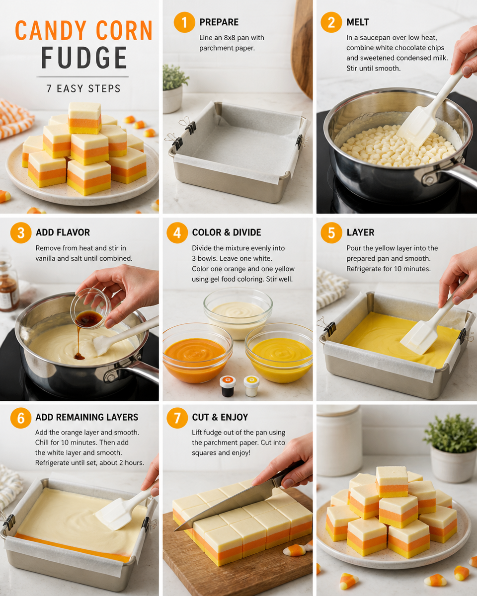 Easy Candy Corn Fudge — 3 Color Layered