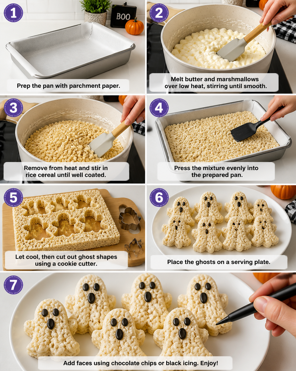 Easy Halloween Rice Krispie Treats — Ghost Shape