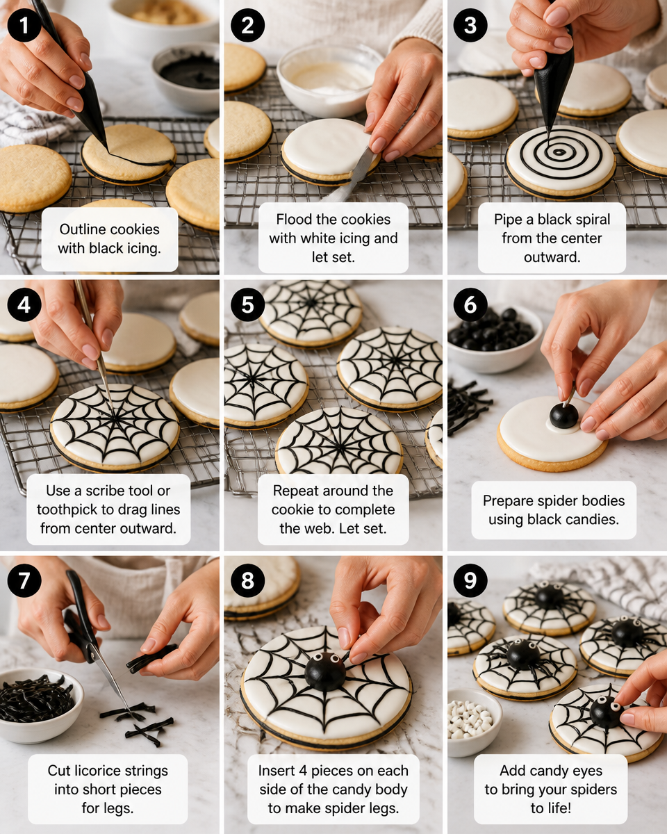 Easy Halloween Spider Web Cookies — Royal Icing