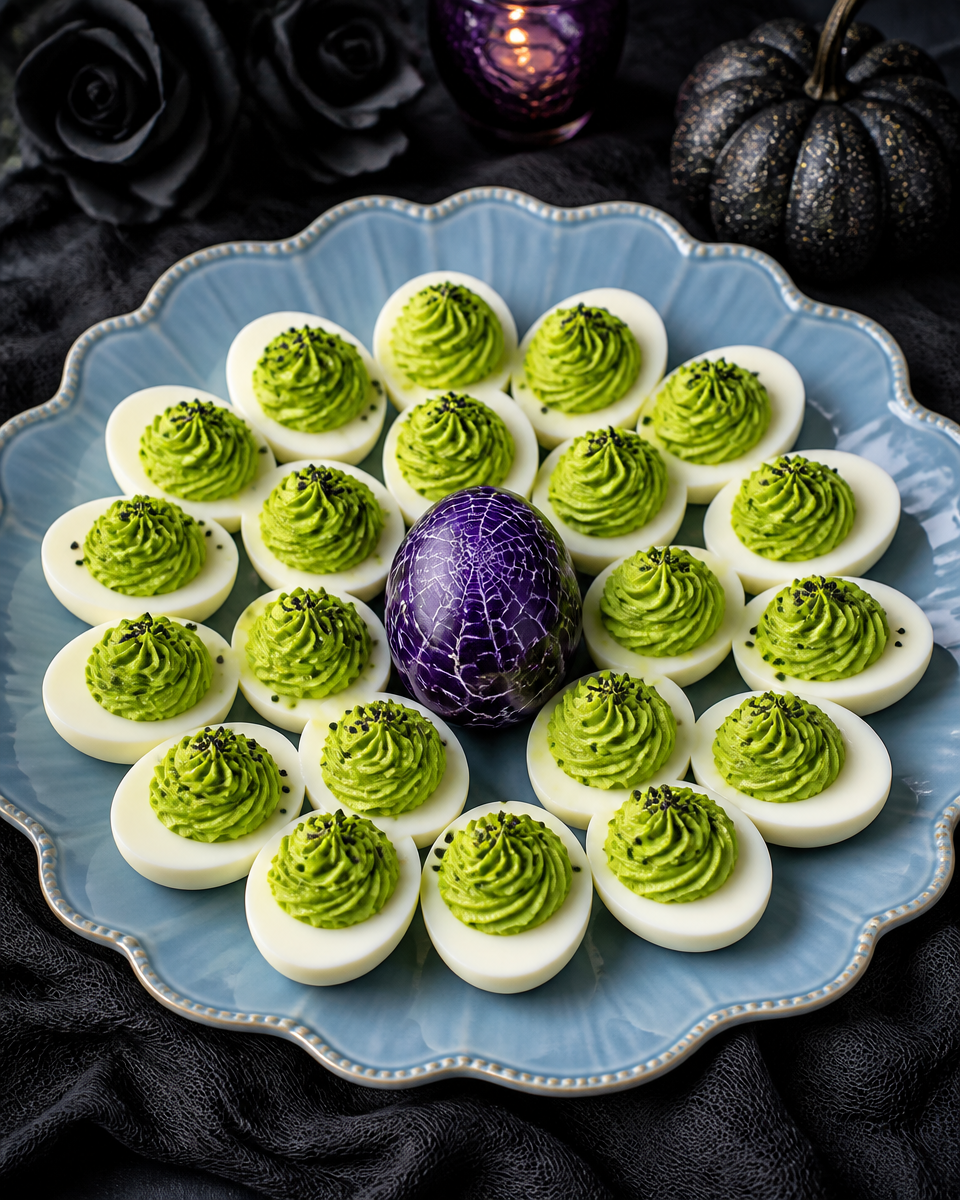 Halloween Deviled Eggs Spider Web
