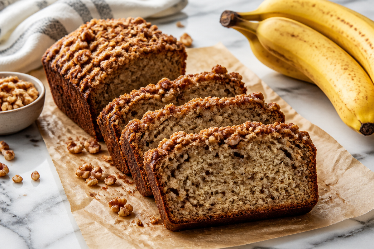 Banana Bread with Cinnamon Streusel Topping (Gluten-Free, Dairy-Free)