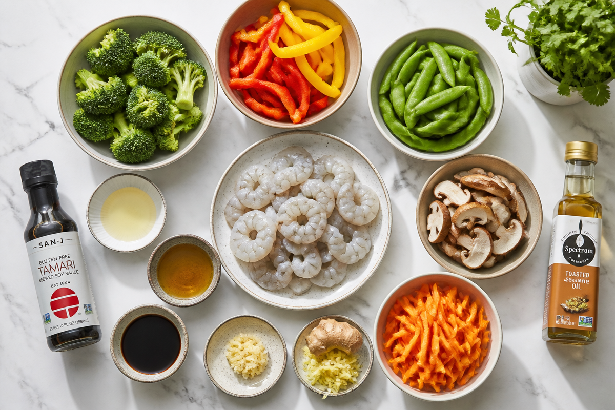 Gluten-Free Shrimp Stir-Fry with Garlic & Ginger