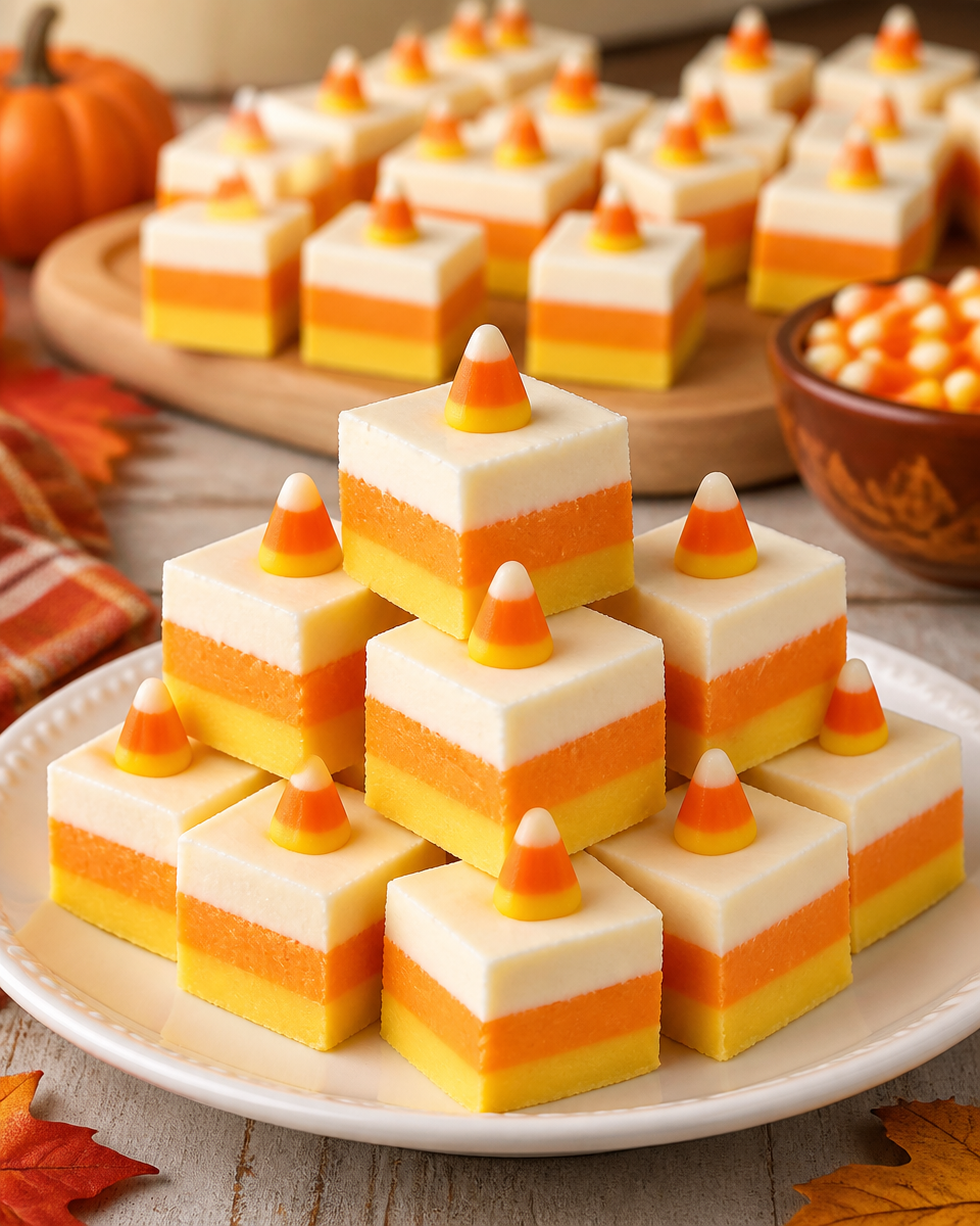 Easy Candy Corn Fudge — 3 Color Layered