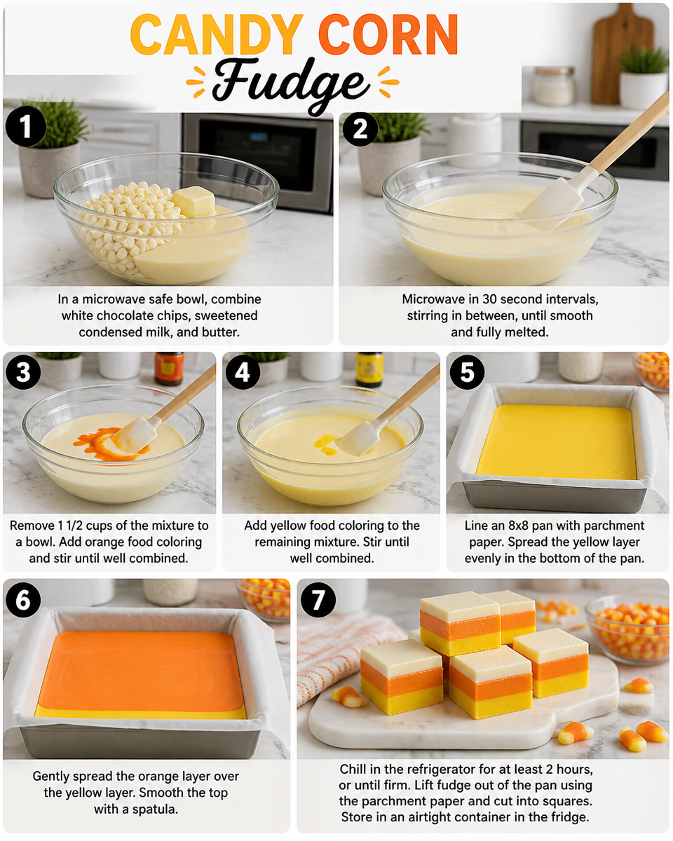 Easy Candy Corn Fudge — 3 Color Layered