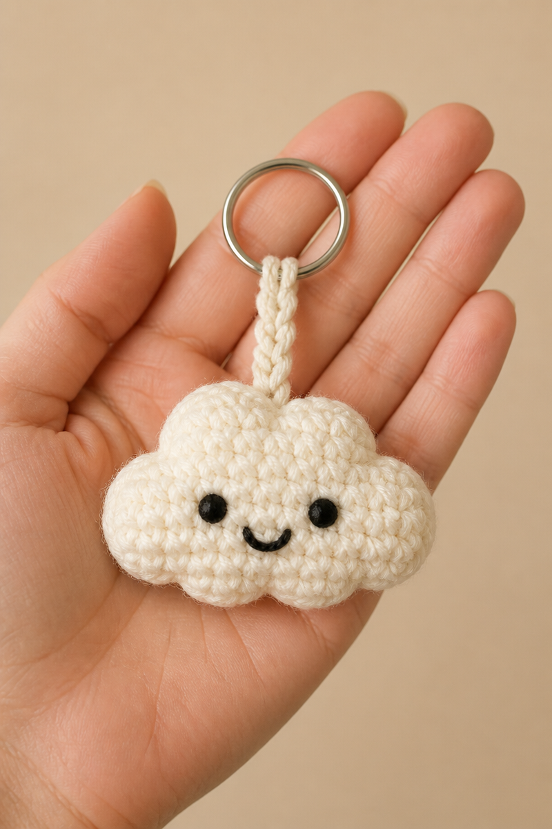 Adorable Beginner Crochet Cloud Bag Charm Pattern to Try Today
