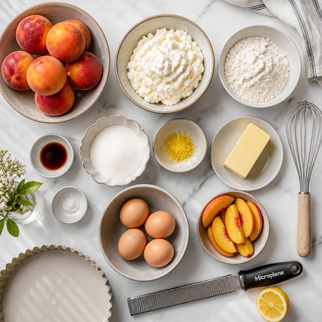 Peach Ricotta Custard Tart