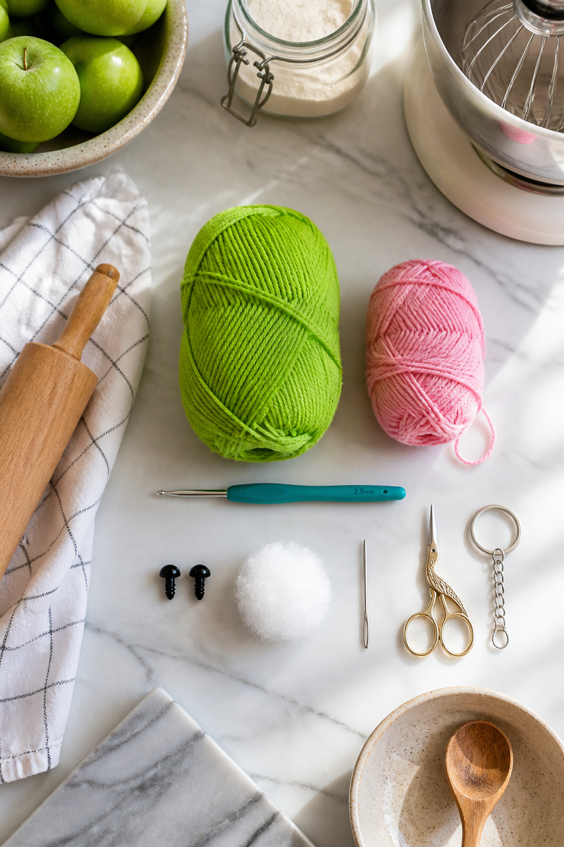 Crochet Green Alien Cat Amigurumi Keychain