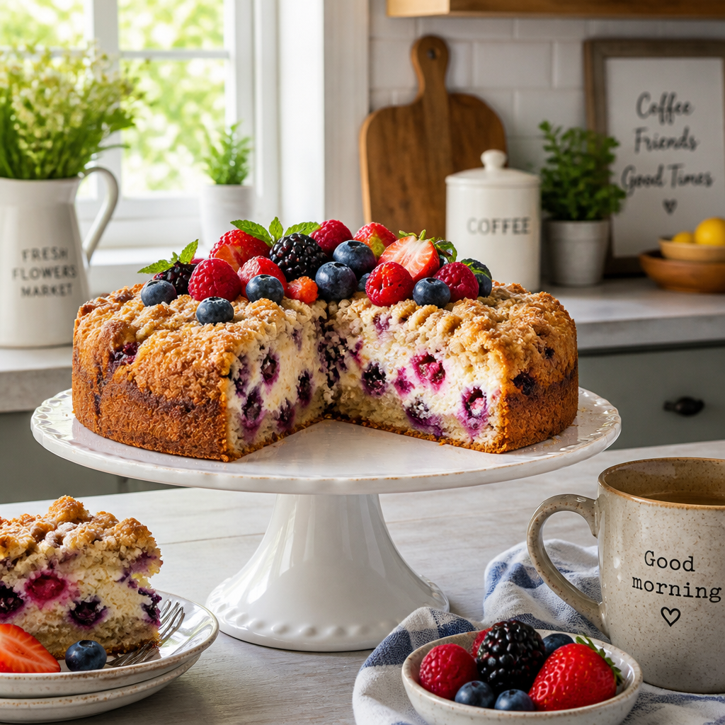Mixed Berry Ricotta Coffee Cake