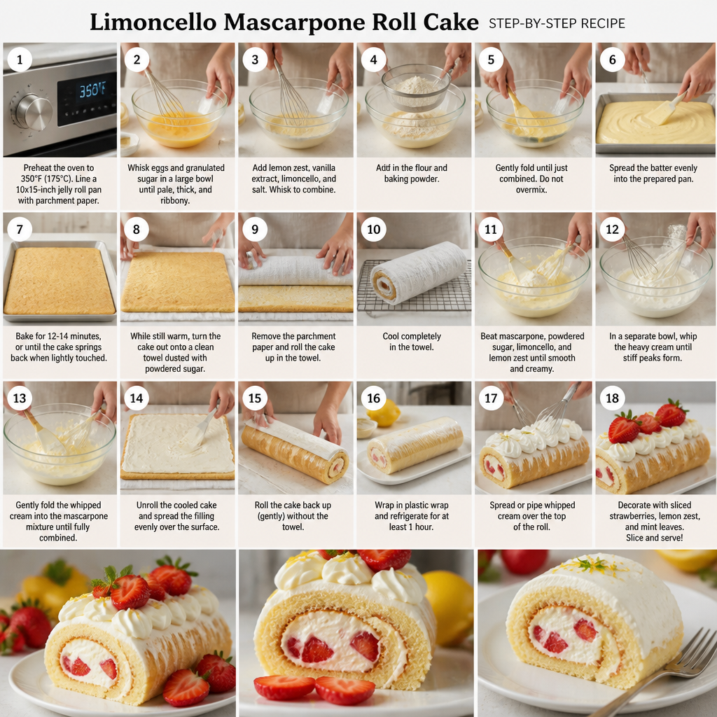 Limoncello Mascarpone Roll Cake - A Zesty Sweet Delight 8 Limoncello Mascarpone Roll Cake - A Zesty Sweet Delight