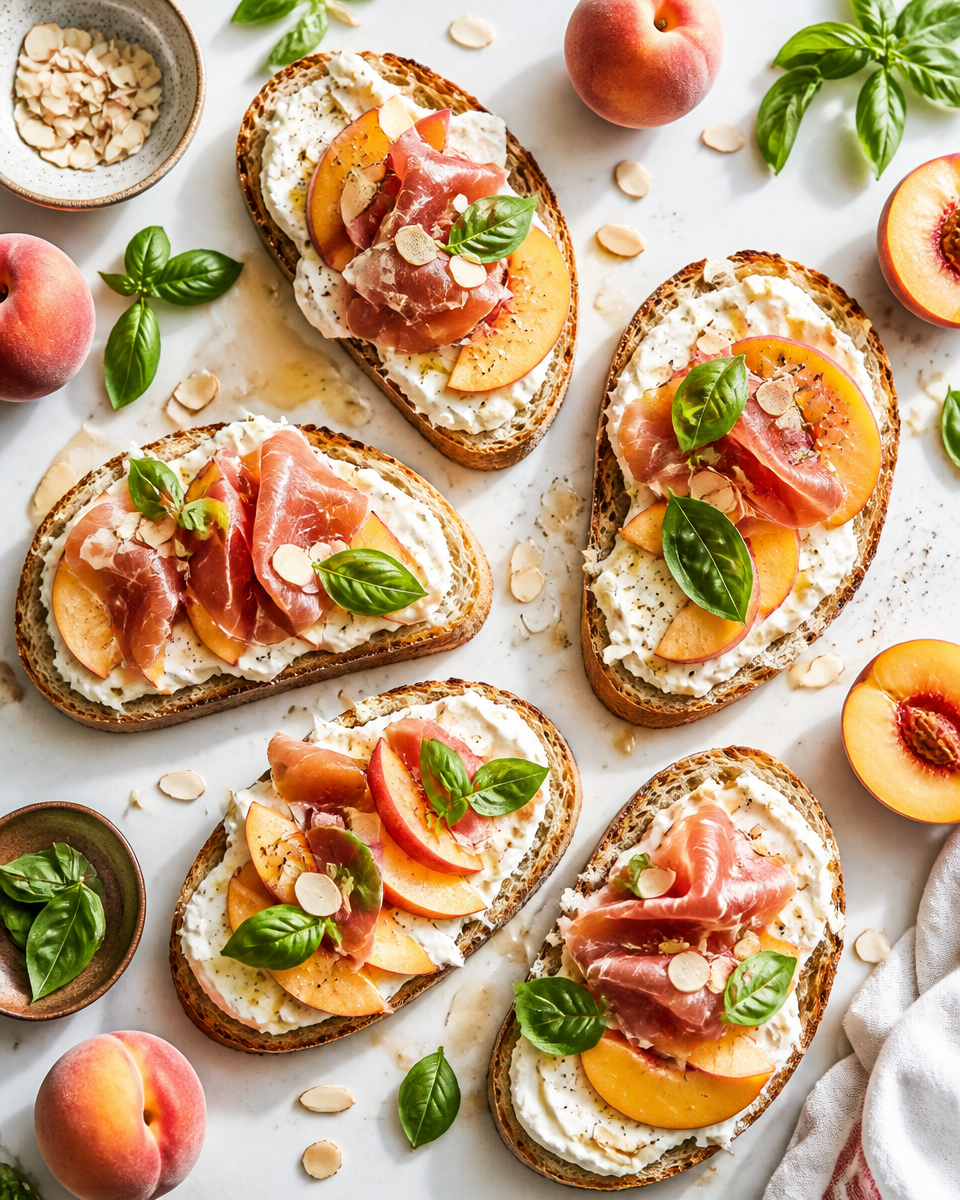 Easy Peach Burrata Toast — Summer Brunch