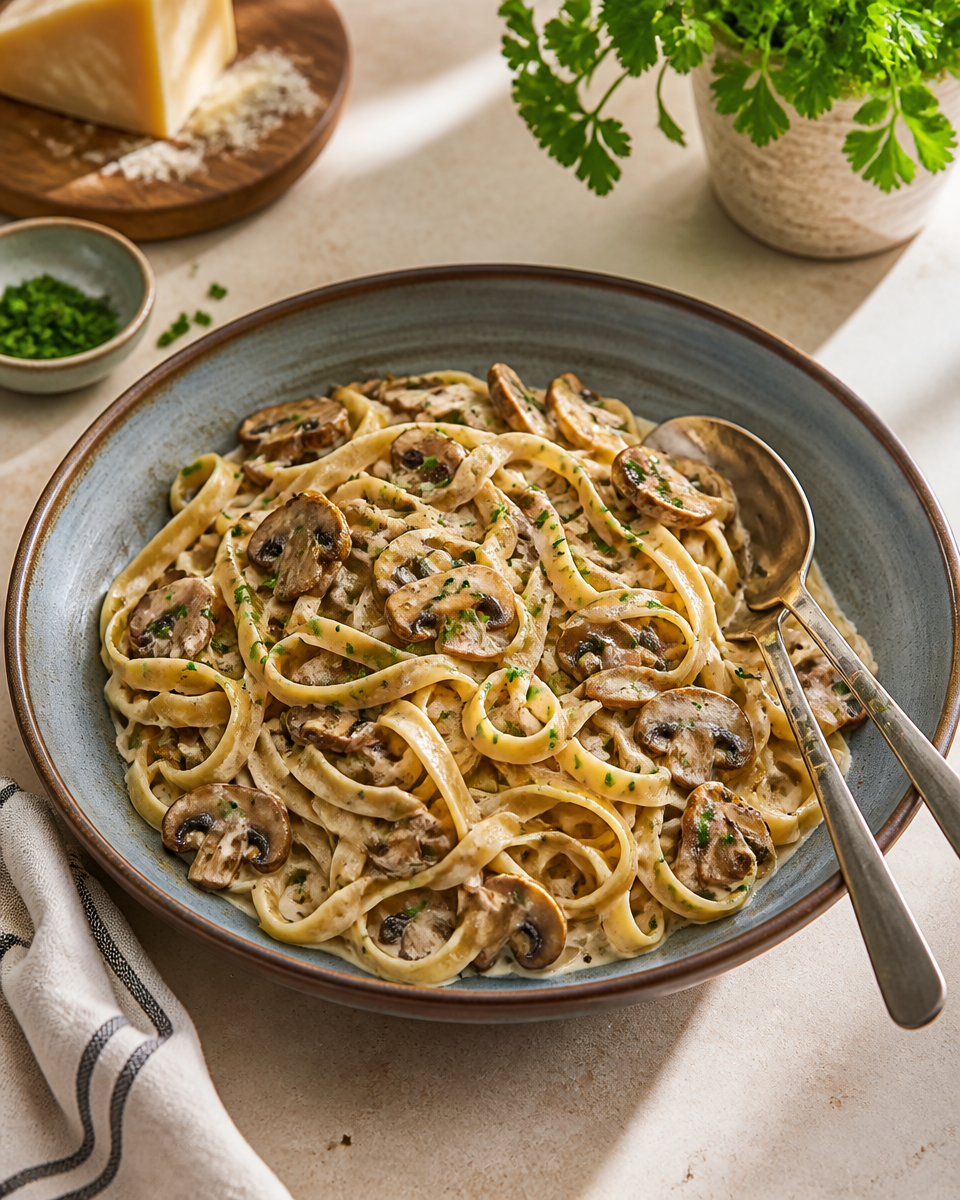 Easy Truffle Pasta — Creamy Mushroom Date Night