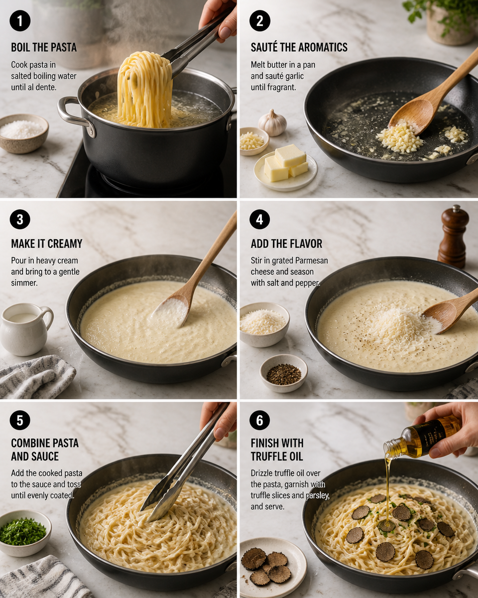 Easy Truffle Pasta — Creamy Mushroom Date Night