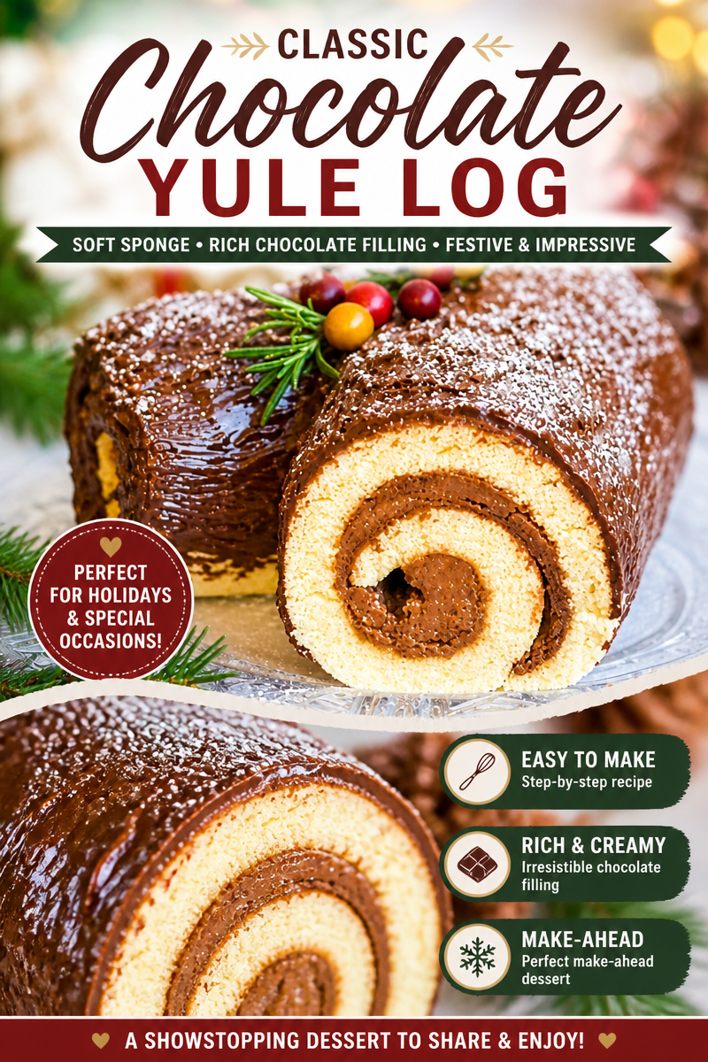 Easy Christmas Yule Log Cake — Buche de Noel