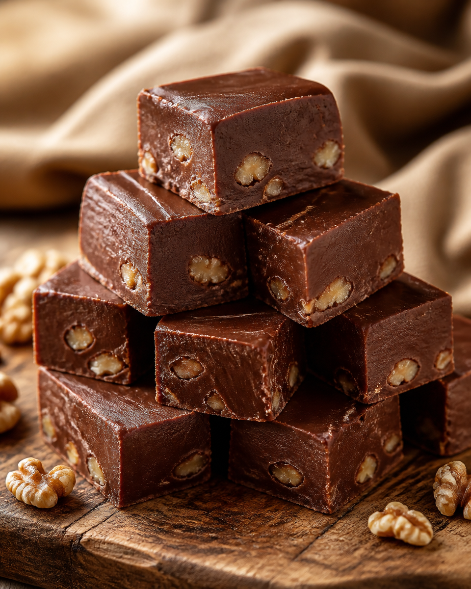Easy Christmas Fudge — Chocolate Walnut Gift