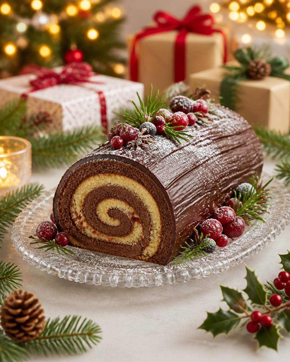 Easy Christmas Yule Log Cake — Buche de Noel