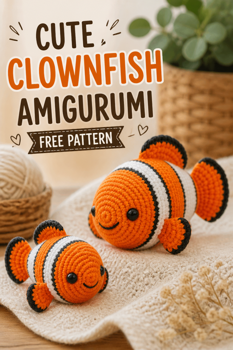 CUTE CLOWNFISH AMIGURUMI FREE PATTERN