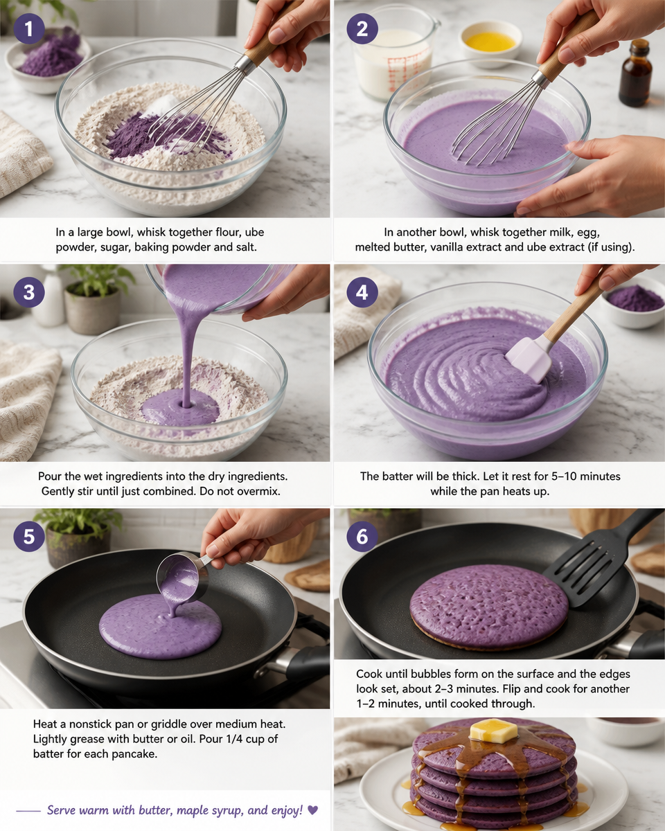 Easy Ube Pancakes — Purple Fluffy Breakfast