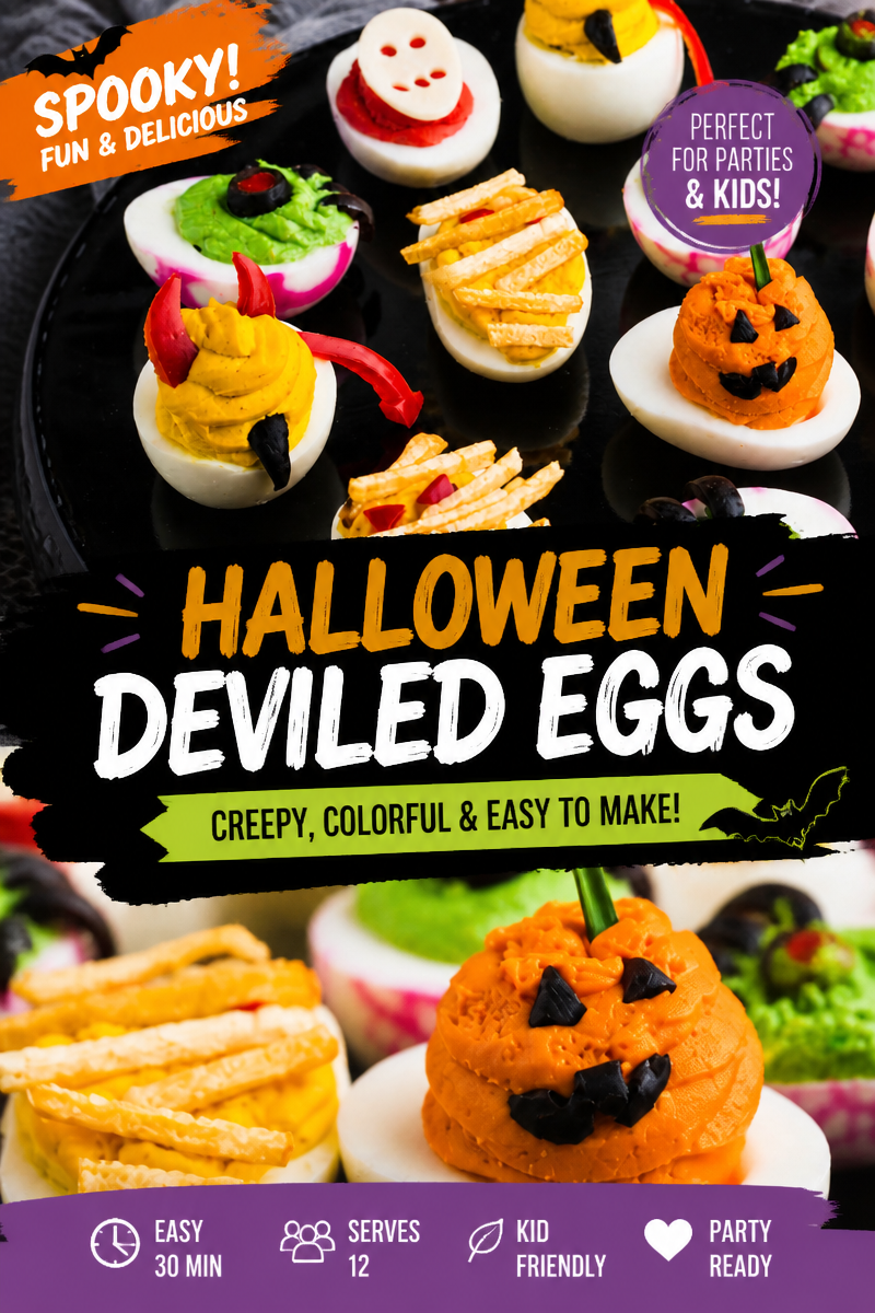 Easy Halloween Deviled Eggs — Mummy Style