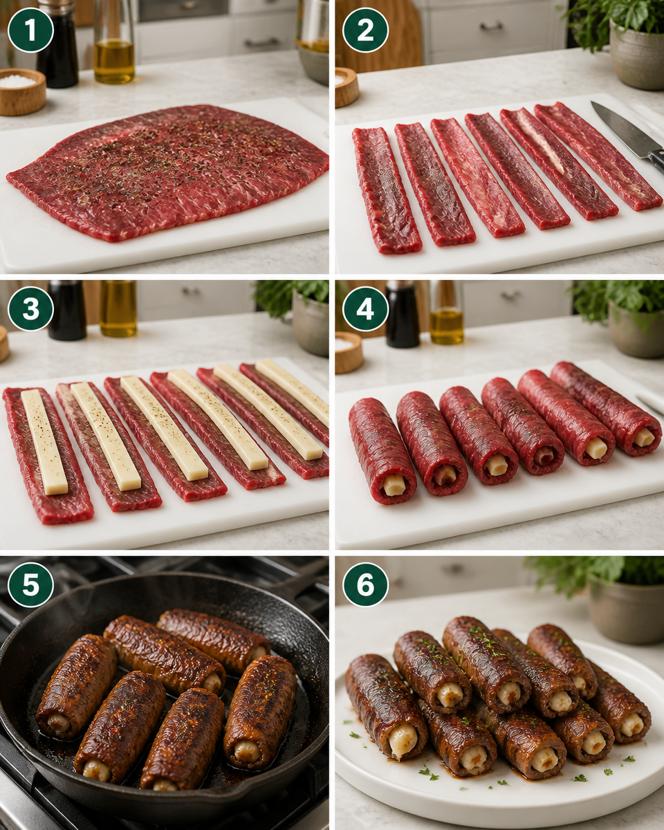 Rolled Steak Bites Stuffed with Cheese