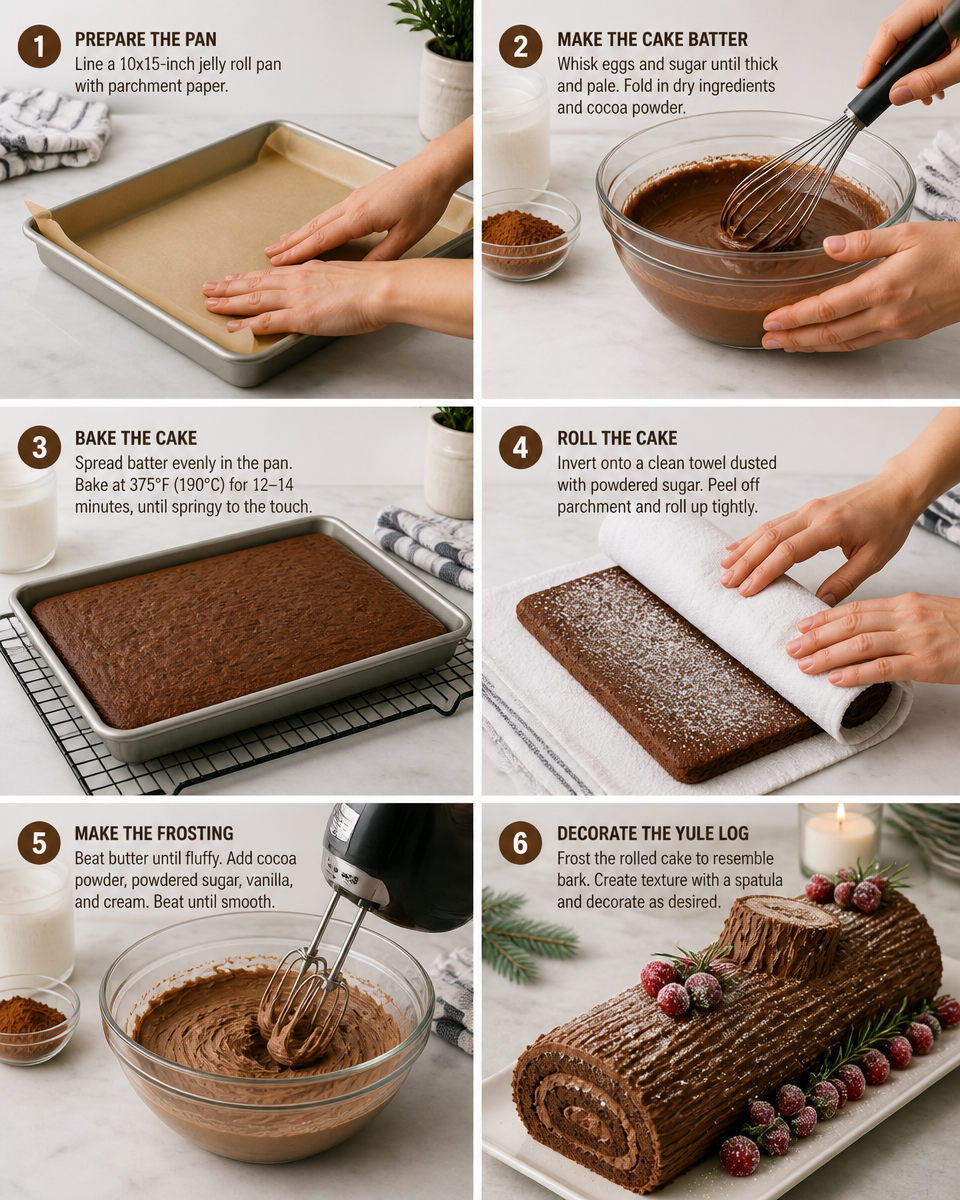 Easy Christmas Yule Log Cake — Buche de Noel