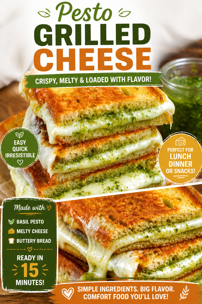 Easy Pesto Grilled Cheese — Crispy Gourmet Sandwich