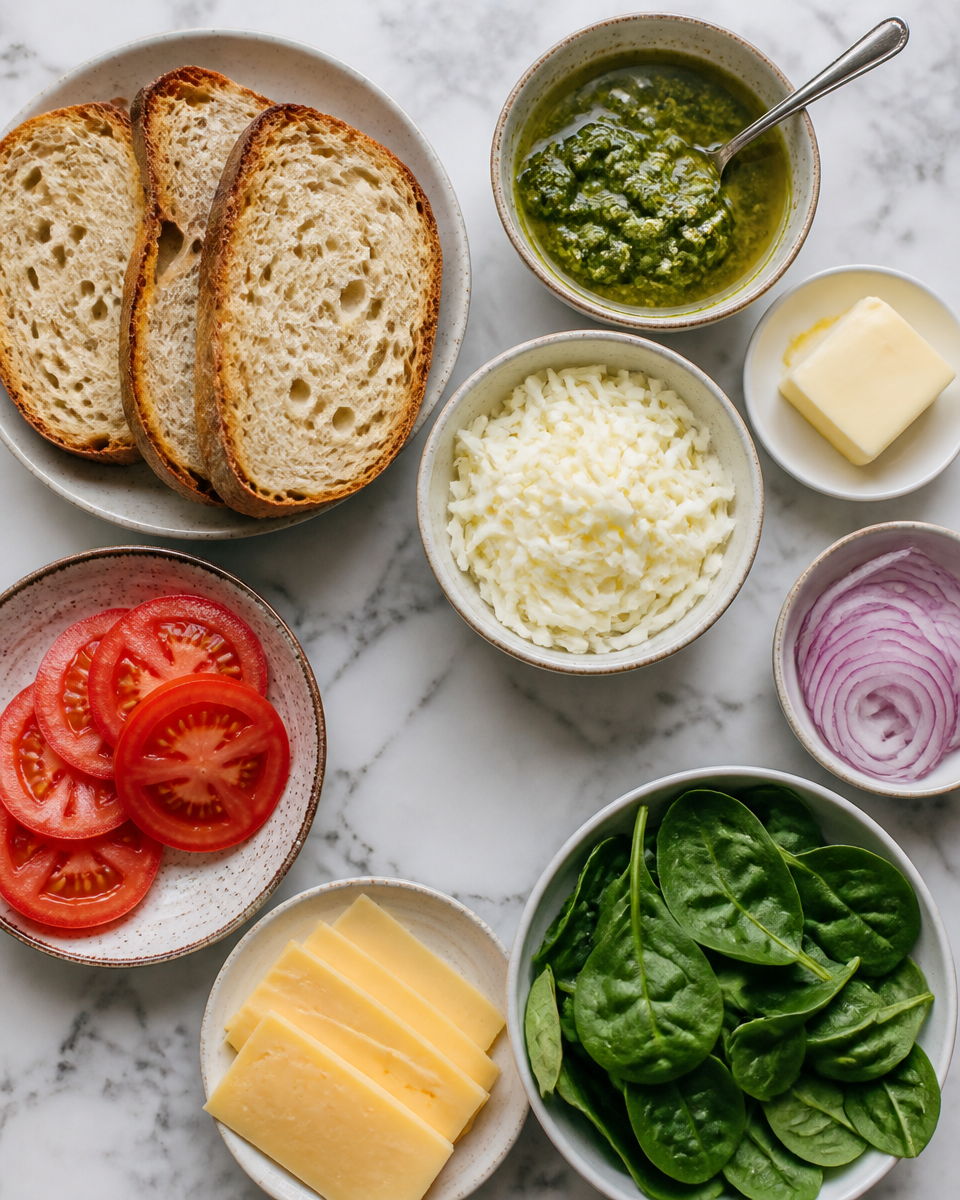 Easy Pesto Grilled Cheese — Crispy Gourmet Sandwich