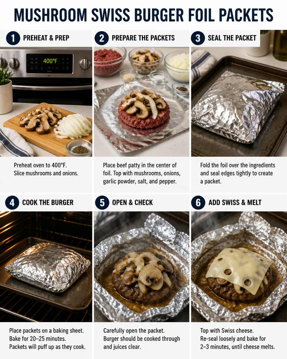 Mushroom Swiss Burger Foil Packets