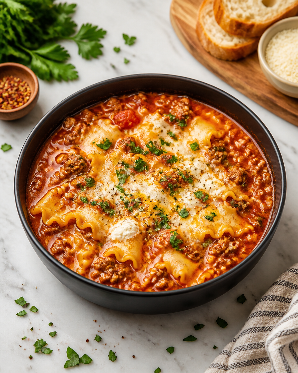 Easy Crockpot Lasagna Soup