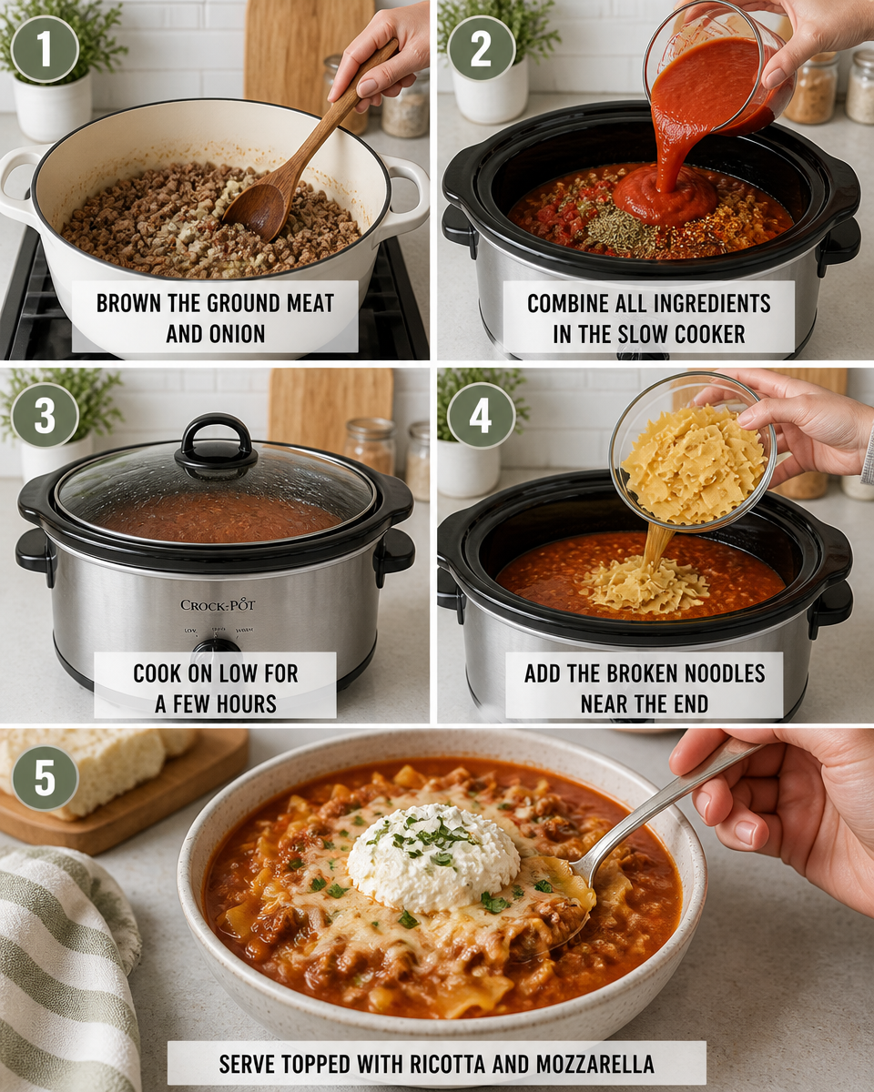 Easy Crockpot Lasagna Soup