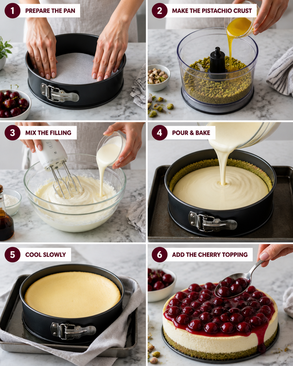 Cherry Cheesecake Recipe with Pistachio Crus