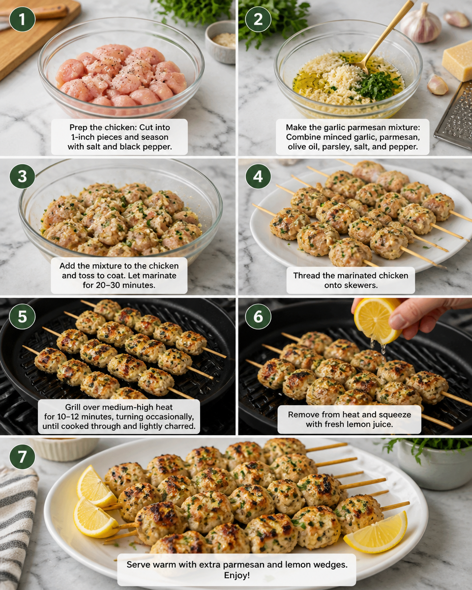 Easy Garlic Parmesan Chicken Skewers