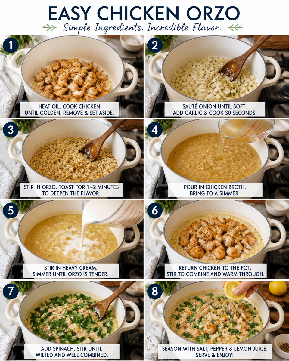 Easy Chicken Orzo Recipe — One Pot Creamy