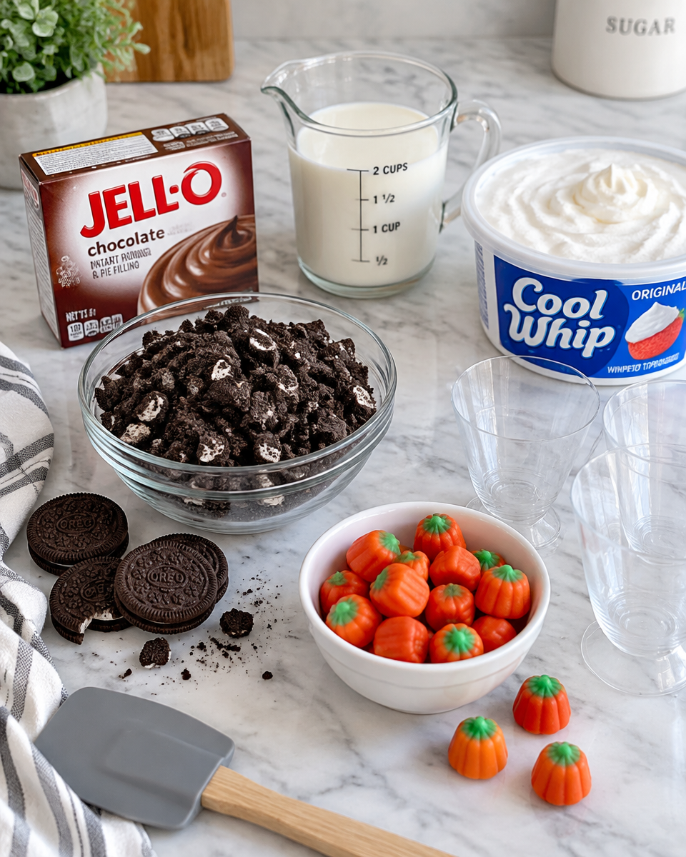 Easy Dirt Cups Recipe — Halloween Pumpkin Patch
