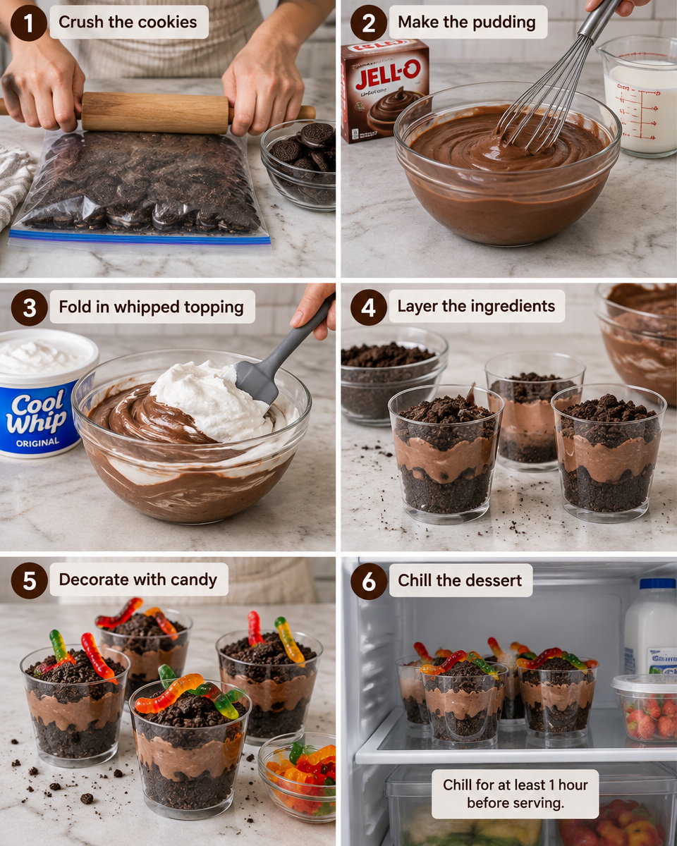 Easy Dirt Cups Recipe — Halloween Pumpkin Patch