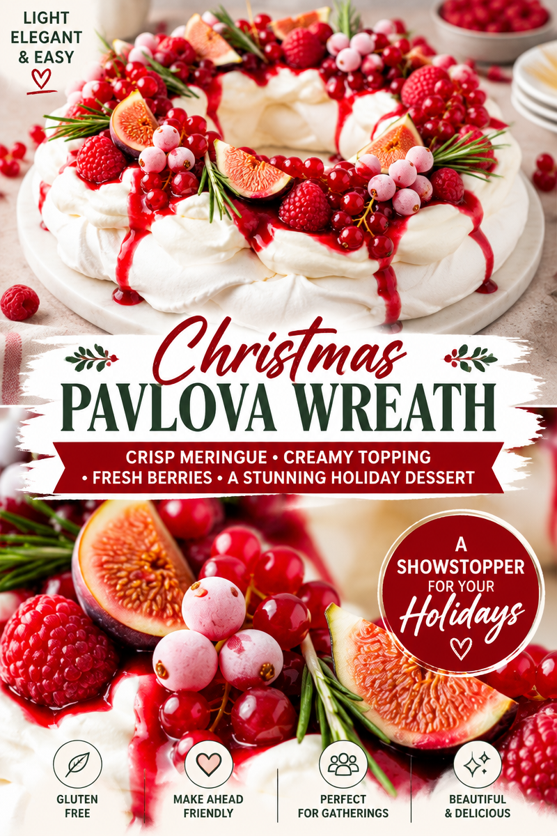Easy Christmas Pavlova — Wreath Dessert