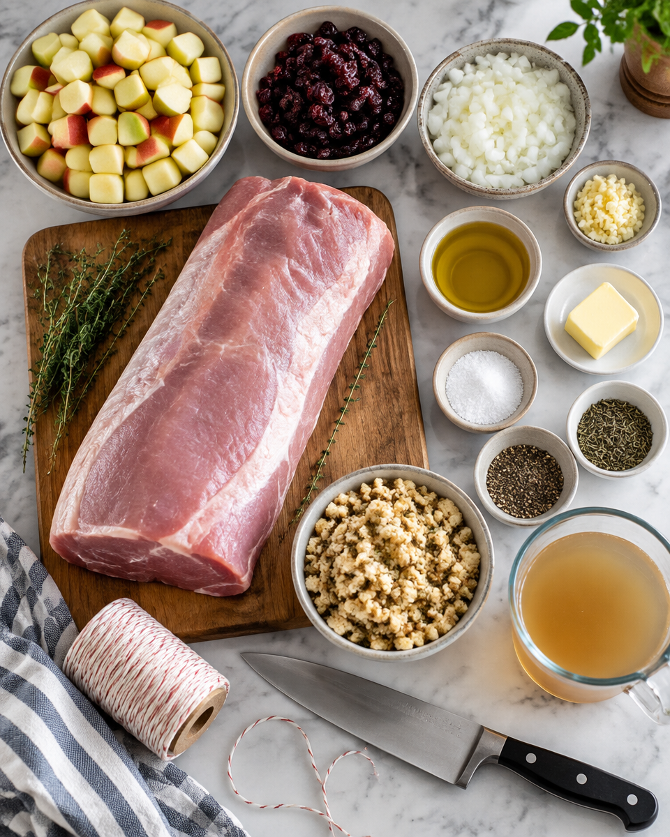 Easy Stuffed Pork Loin Recipe — Cranberry Apple