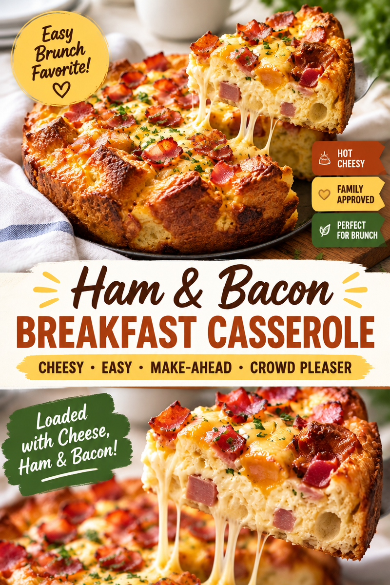 Easy Breakfast Strata Recipe — Cheese and Bacon