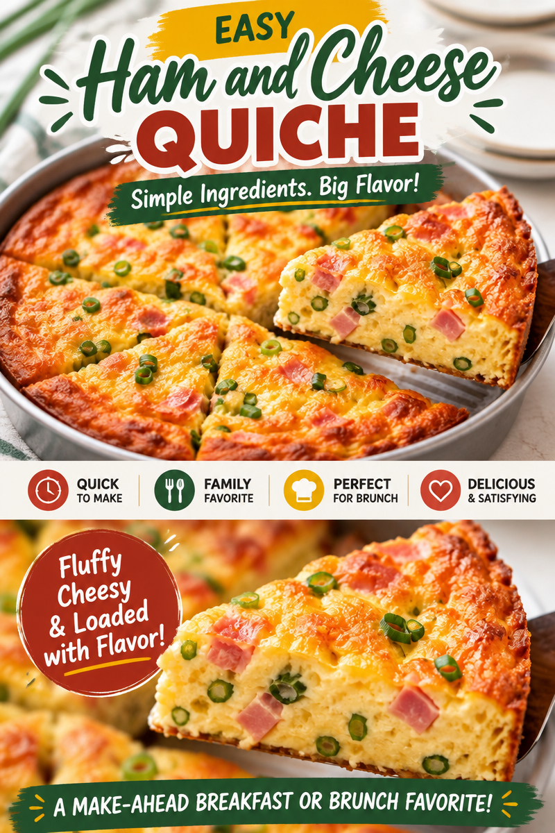 Easy Quiche Recipe — Ham and Cheese