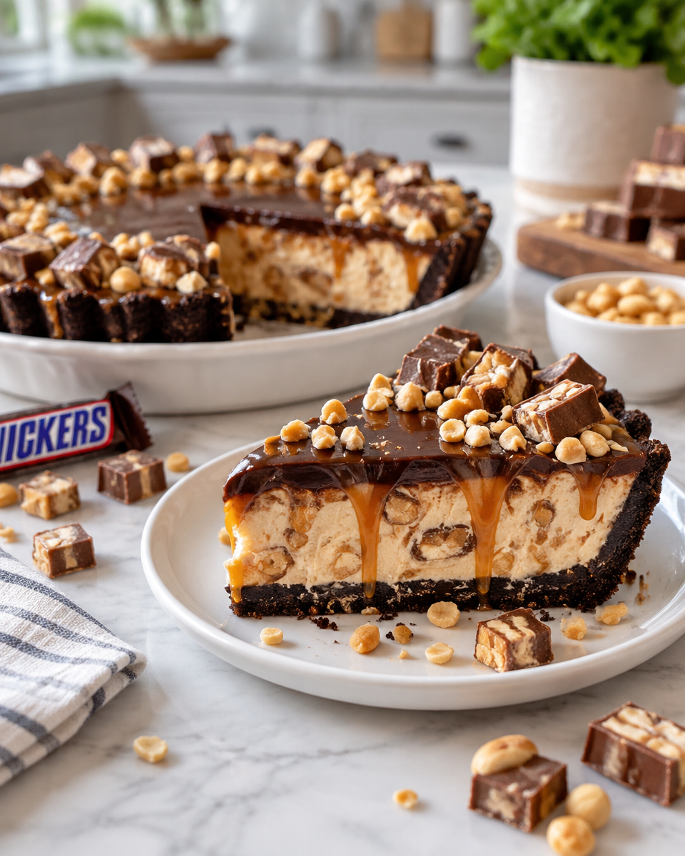 Easy Snickers Pie Recipe — No Bake