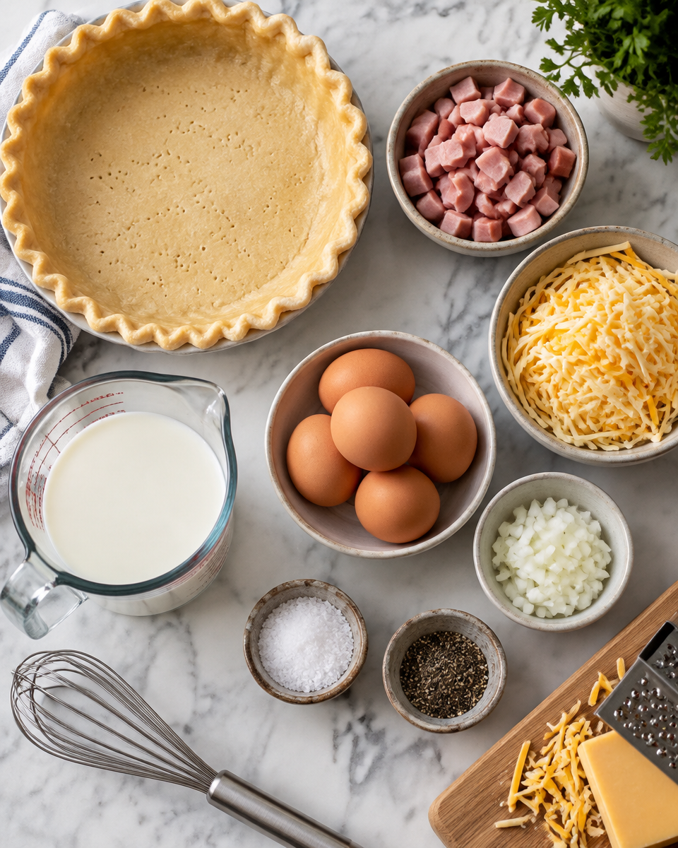 Easy Quiche Recipe — Ham and Cheese