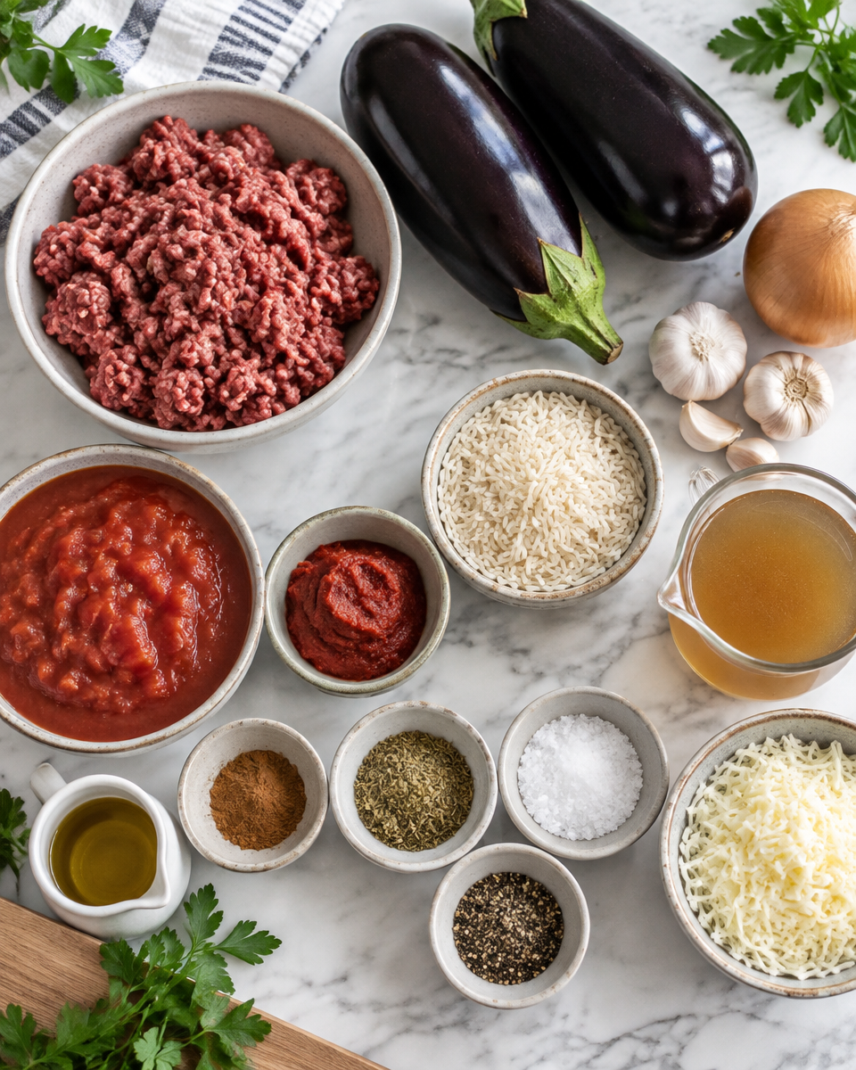 Easy One Pot Moussaka — Beef Rice Pilaf