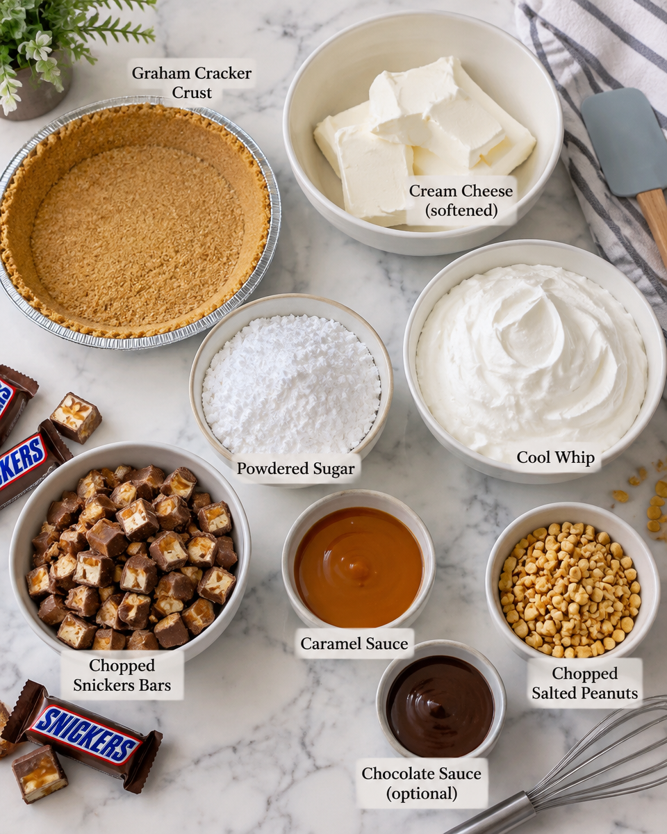 Easy Snickers Pie Recipe — No Bake