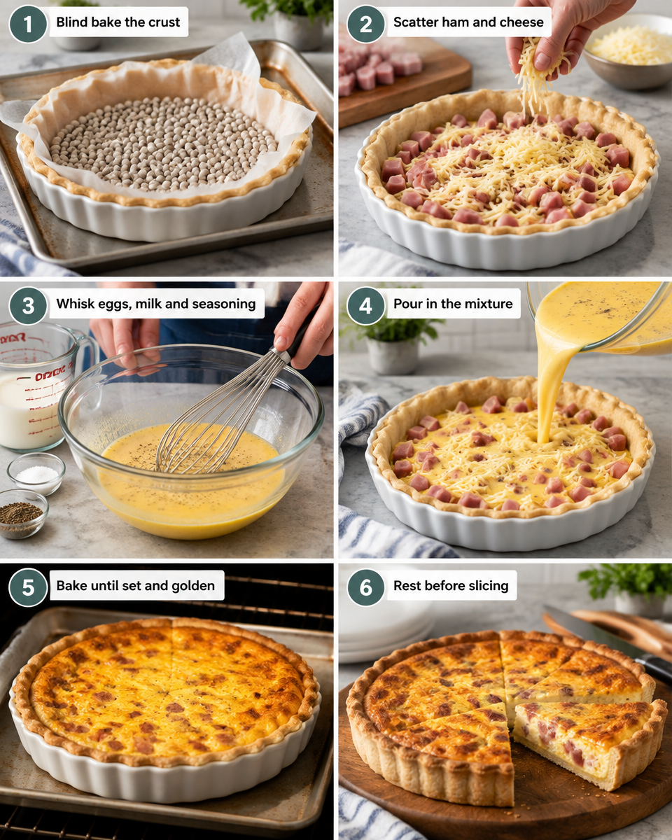 Easy Quiche Recipe — Ham and Cheese