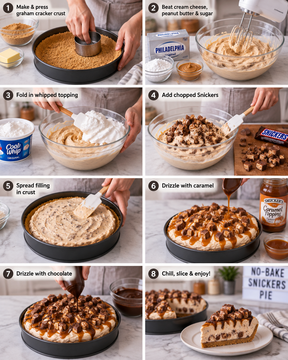 Easy Snickers Pie Recipe — No Bake