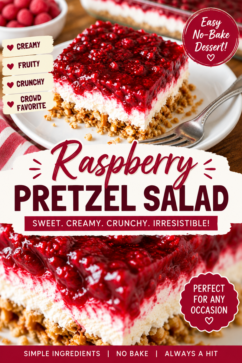 Easy Raspberry Pretzel Salad