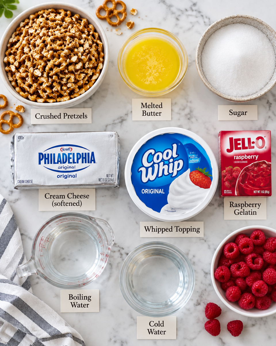 Easy Raspberry Pretzel Salad