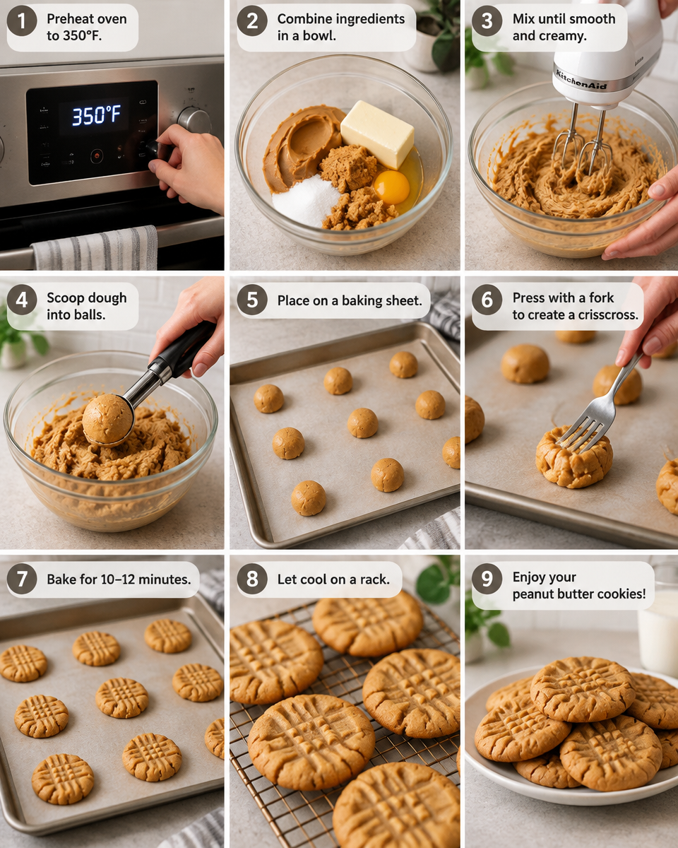 Easy 3 Ingredient Peanut Butter Cookies