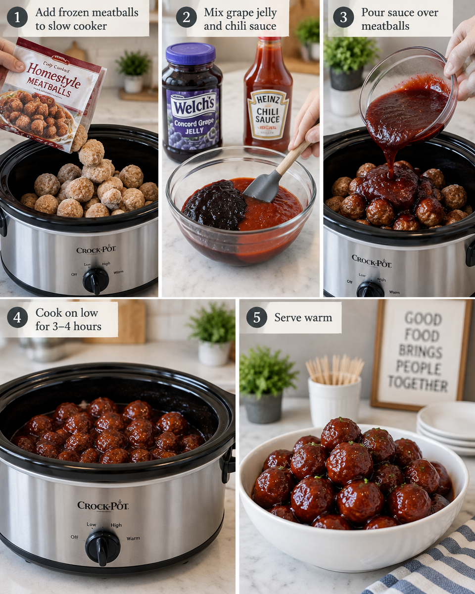 Easy Grape Jelly Meatballs Recipe