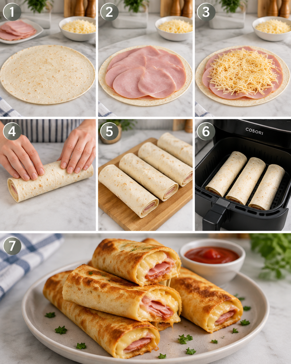 Air Fryer Ham and Cheese Wraps (Easy & Crispy)